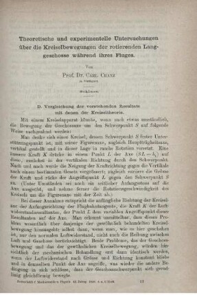 Theoretische und experimentelle Untersuchungen über die Kreiselbewegungen der rotierenden Langgeschosse während ihres Fluges.