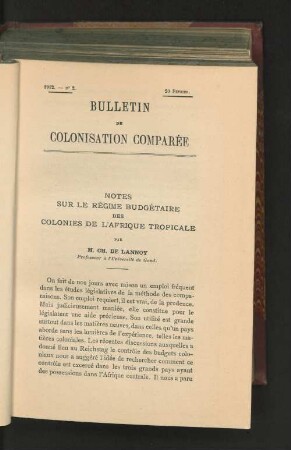 Notes sur le regime budgetaire des colonies de l`afrique tropicale