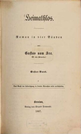 Heimathlos : Roman in vier Bänden. 1