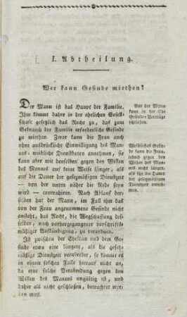 I. Abtheilung. Wer kann Gesinde miethen?
