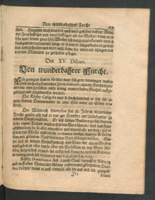 Der XV. Discurs. Von wunderbahrer Furcht.