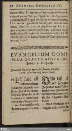 Evangelium Dominica Quarta Adventus Johan. 1. v. 19-29