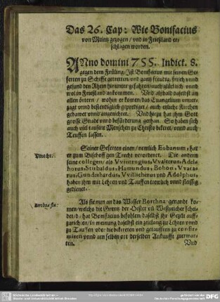 Das 26. Cap., We Bonifacius von Meintz gezogen, und in Frießland erschlagen worden