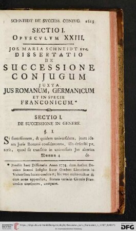 Sectio I. Opvscvlvm XXIII