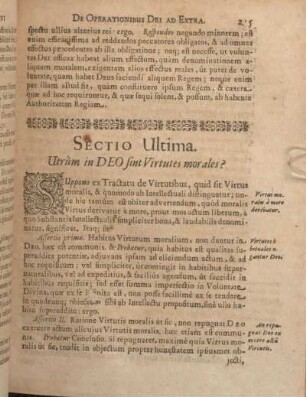 Sectio Ultima. Utrùm in DEO sint Virtutes morales?