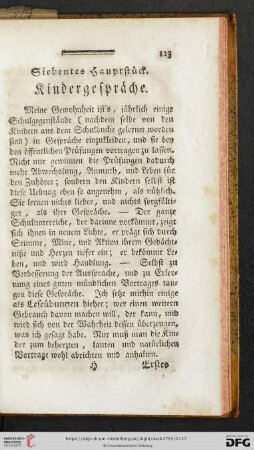 Siebentes Hauptstück. Kindergespräche