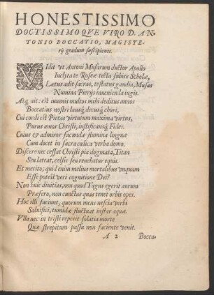 Honestissimo Doctissimoque Viro D. Antonio Boccatio ...