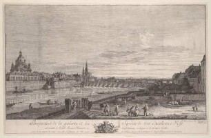 Dresden vom rechten Elbufer oberhalb der Augustusbrücke (Die Brühlsche Terrasse)