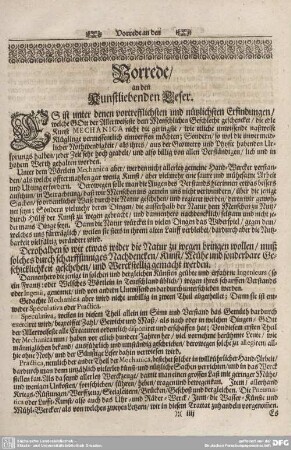Vorrede an den kunstliebenden Leser.