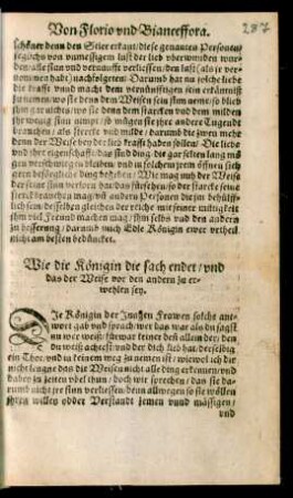 Wie die Königin die sach endet/ und das der Weise vor den andern zu erwehlen sey.
