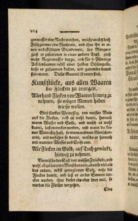 214-219, Kunststücke, aus allen Waaren die Flecken zu bringen.