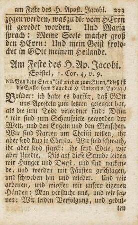 Am Feste des H. Ap. Jacobi.