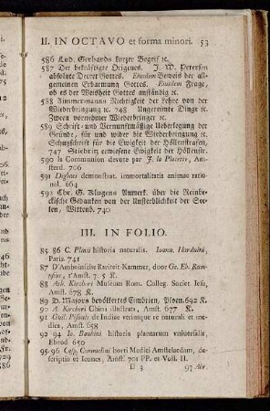 III. In Folio. - III. In Octavo et forma minori.