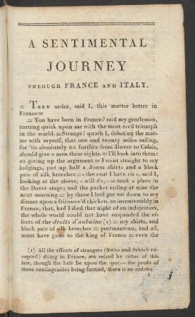 A Sentimental Journey Through France and Italy