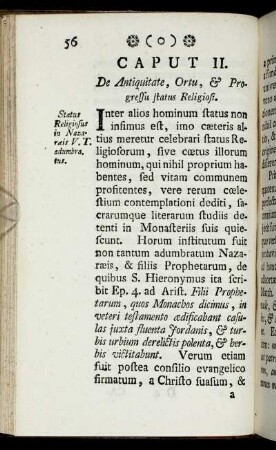 Caput II. De Antiquitate, Ortu, & Progressu status Religiosi.