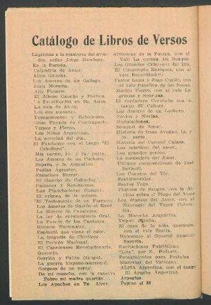 Catálogo de libros de versos