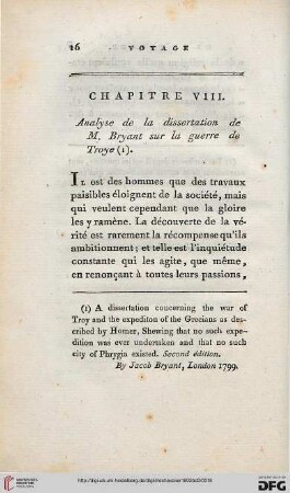 Chapitre VIII: Analyse de la dissertation de M. Bryant sur la guerre de Troye