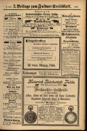 Vierte Ausgabe vom Samstag, den 07. Dezember 1895.