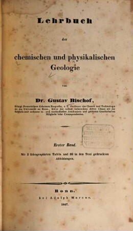 Lehrbuch der chemischen und physikalischen Geologie. 1