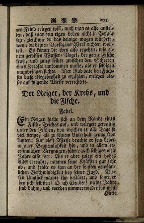 Der Reiger, der Krebs, und die Fische.