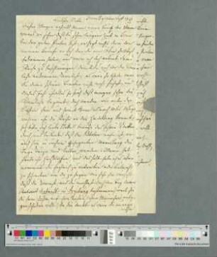 Brief von Jenny von Laßberg, Meersburg 29.09.1846.