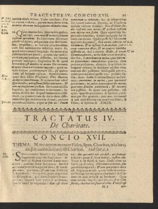 Tactatus IV. De Charitate.
