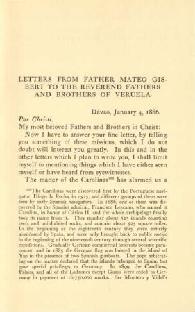 Letter from Father Mateo Gisbert to the Reverend Fathers and Brothers of Veruela
