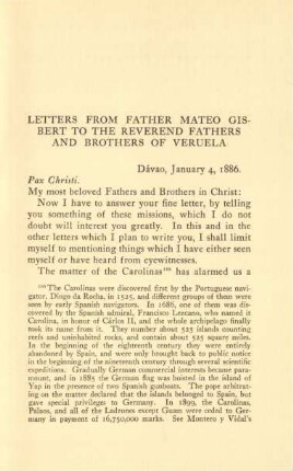 Letter from Father Mateo Gisbert to the Reverend Fathers and Brothers of Veruela