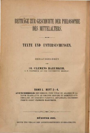 Avencebrolis (Ibn Gebirol) Fons vitae