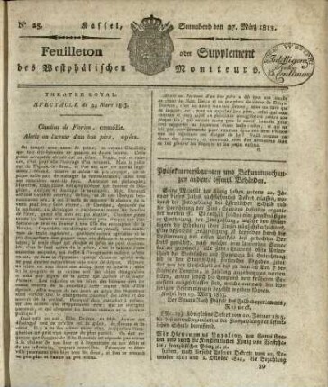 No. 25, Sonnabend den 27. Maerz 1813