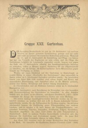 Gruppe XXII. Gartenbau