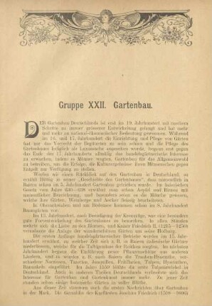 Gruppe XXII. Gartenbau