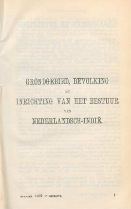 Grondgebied, Bevolking en Inrichting van het Bestuur von Nederlandsch-Indie