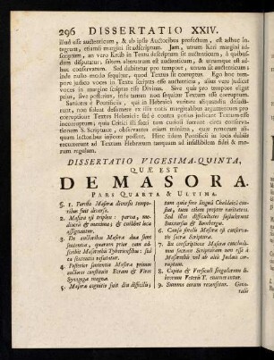 296-309, Dissertatio Vigesima Quinta