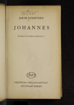 Johannes : Roman einer Kindheit