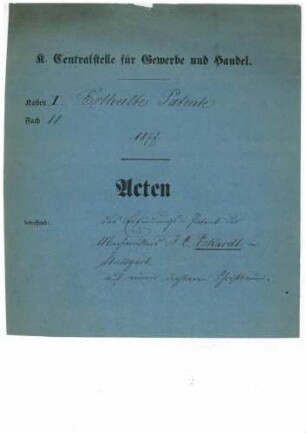 Patent des Mechanikers J.C. Eckardt in Stuttgart auf einen drehbaren Christbaum