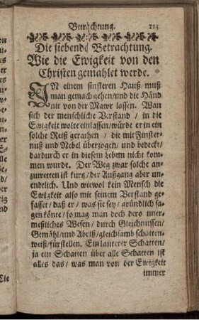 Die siebende Betrachtung. Wie die Ewigkeit von den Christen gemahlet werde.
