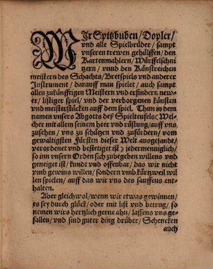Spilteufel : Ein gemein Ausschreiben von der Spiler Brüderschafft und Orden, sampt jren Stifftern, guten wercken vnd Ablas, Mit einer kurtzen angehengter erklerung, nützlich vnd lüstig zu lesen