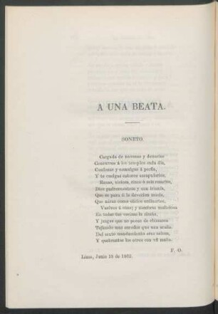 Á una Beata. : Soneto.