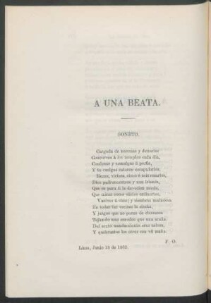 Á una Beata. : Soneto.