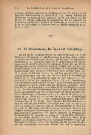 VI. Die Gebührenordnung für Zeugen und Sachverständige.