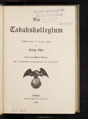 Das Tabakskollegium : Erzählung aus der Zeit des Zopfes