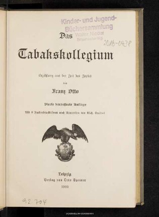 Das Tabakskollegium : Erzählung aus der Zeit des Zopfes