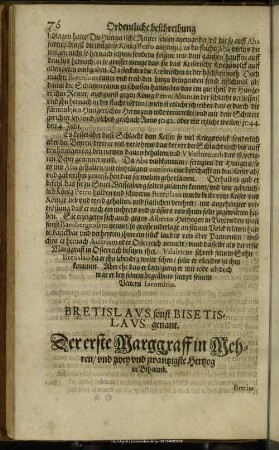 Bretislaus sonst Bisetislaus genant. Der erste Marggraff in Mehren, und zwey und zwantzigste Hertzog in Behaimb