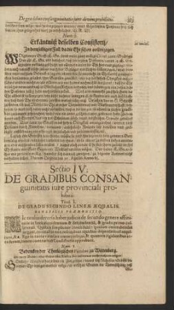 Sectio IV. De Gradibus Consanguinitatis iure provinciali prohibitis.