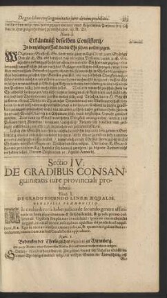 Sectio IV. De Gradibus Consanguinitatis iure provinciali prohibitis.