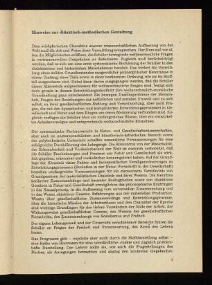 Hinweise zur didaktisch-methodischen Gestaltung