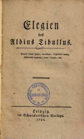 Elegien des Albius Tibullus