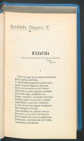 Atlántida : Canto al porvenir de la raza latina en América.