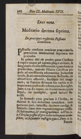 328-349, Dies nona. Meditatio decima septima. De praecipuis mysteriis Passionis Dominicae